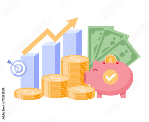 Budget business strategy, finance and accounting, budget calculation, economy and investment, flat design illustration vector banner and background	
