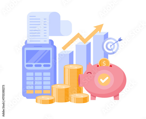 Budget business strategy, finance and accounting, budget calculation, economy and investment, flat design illustration vector banner and background	