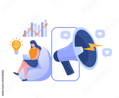 social media marketing, digital, video marketing, endorsement, internet marketing, endorse, e-commerce, business concept, startup, flat illustration vector	
