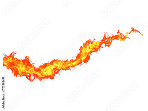 Dynamic fiery streak with glowing embers