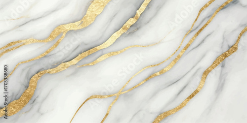 Elegant abstract white marble texture with flowing golden veins and subtle hues