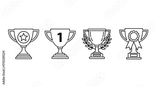 Cartoon Trophy Illustrations EPS, PNG Vector Set for Design Projects