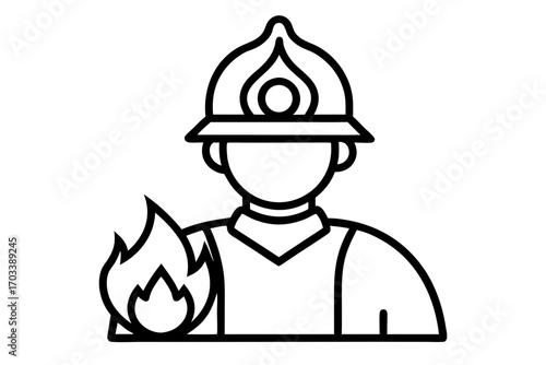vector illustration of a firefighter in a helmet