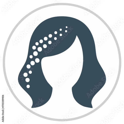 Woman with dandruff in her hair, icon of a scalp problem and seborrheic dermatitis