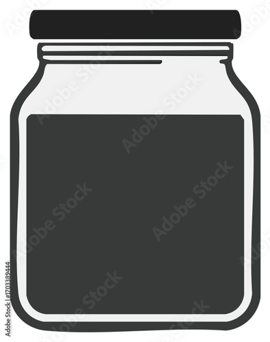 Simple vector illustration of a lidded glass jar with a dark contents placeholder