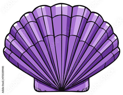 Elegant purple seashell with radiating pattern for crafts and ocean-themed designs