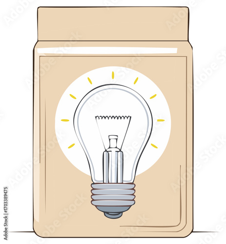 Light Bulb Idea in a Box Symbolizing Creativity and Innovation