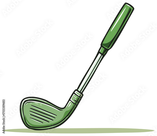 Illustrated Green Golf Club Image for Recreational Sporting Designs and Creative Golfing Graphics, Course Equipments, Illustration style.