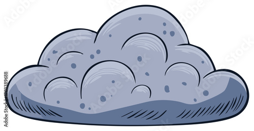 Cartoon Gray Cloud with Dark Blue Border Illustration Simple Weather Symbol