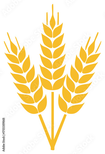 Golden wheat ears icon simple flat vector graphic for food and farm concepts