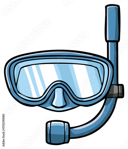 Blue Snorkel and Dive Mask Illustration for Underwater Adventures and Aquatic Sports