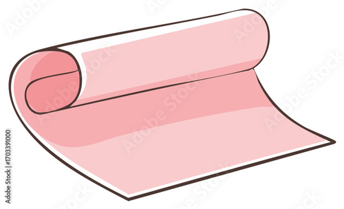 Abstract Pink Swirl Paper Rolled and Unfurled with Subtle Gradients and Outline