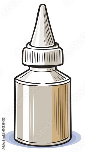 Simple vector drawing of a small bottle with a pointed applicator cap