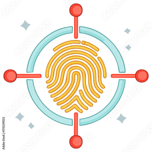 Abstract fingerprint scan targeting identity verification and secure access icon