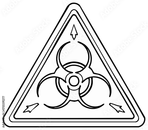 Black And White Hazard Symbol Warning of Biological Risk and Radioactive Contamination with Triangle Shape