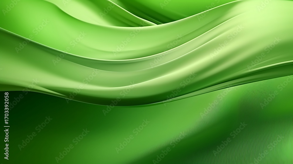 Fototapeta premium Green abstract silk background with smooth waves and elegant texture design