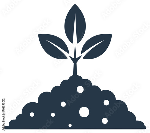 Sapling Sprouting from Mound of Soil with Leaves  Graphic