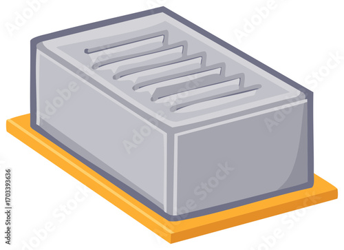 Cartoon Style Toaster in Gray and Yellow with Slots for Bread Slices on a Kitchen Counter