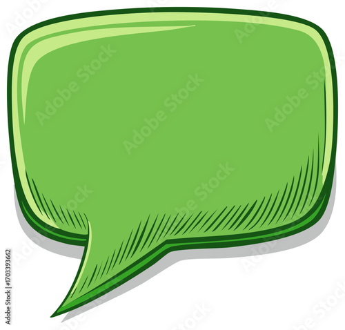 Cartoon Green Chat Bubble Graphic with Outlined Edges for Communication and Dialogue