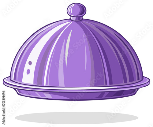 Elegant Purple Cloche Illustration for Fine Dining Occasions and Special Events