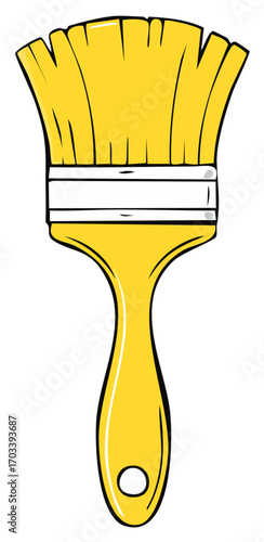 Vibrant Yellow Paintbrush Graphic Tool for Artistic Projects and Design Applications