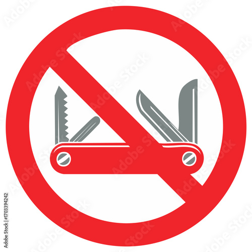 No Pocket Knives or Multi Tools Prohibited Sign Vector Icon for Security or Restricted Areas