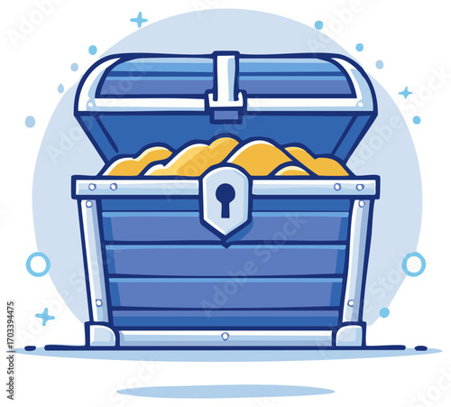 Open Treasure Chest Overflowing with Shiny Gold Coins Depicting Discovery and Wealth