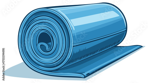 Stylized Blue Roll of Material Unraveling Illustration Ready to Use Flexible Surface Material