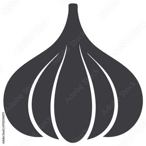 Garlic bulb isolated simple single silhouette of fresh whole spice vegetable ingredient