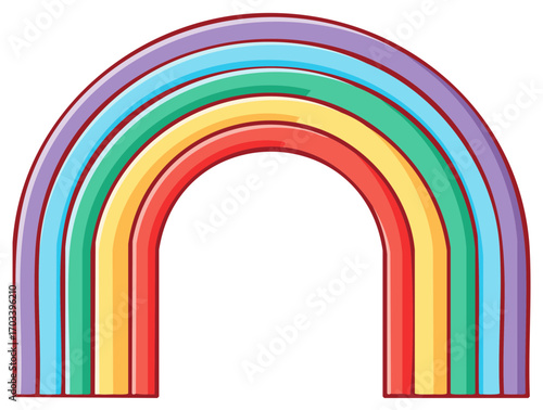 Bright Colorful Rainbow Cartoon Illustration Displaying Arched Vivid Layers with Rounded Edges Seen in a Vector Style
