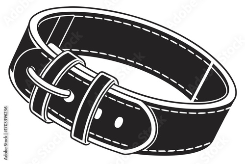 Black Leather Dog Collar with Buckle 1.