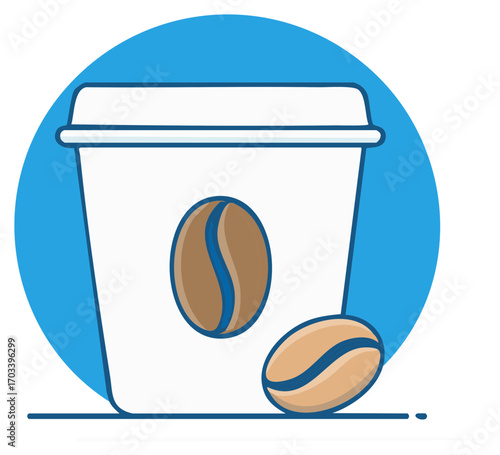 Coffee to go cup with coffee beans illustration
