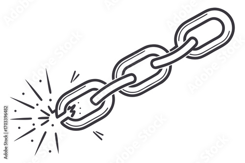 Broken Chain Link Symbolizing Weakness and Failure.