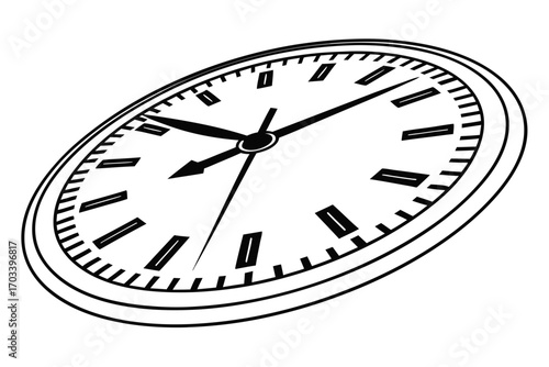 Classic Analog Clock Face with Black Hands.