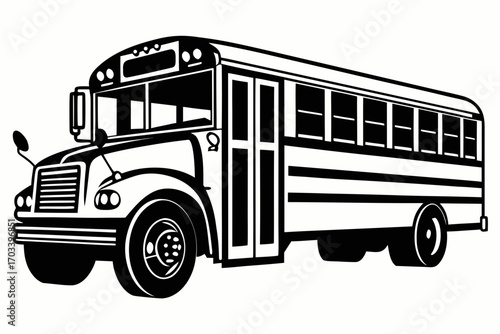 Classic Yellow School Bus Illustration 1.