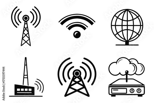 Communication Technology Icons Set.