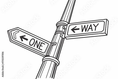 Directional Signpost with One Way Arrows.