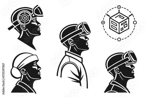 Diverse People Experiencing Virtual Reality Technology.