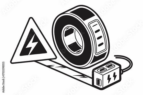 Electrical Hazard Warning Sign and Power Supply.