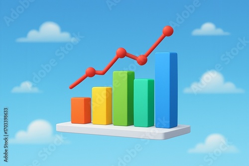 3D Floating Growth Chart in the Sky