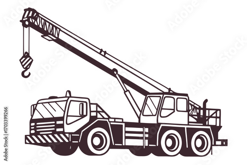 Mobile Crane Construction Vehicle Illustration.