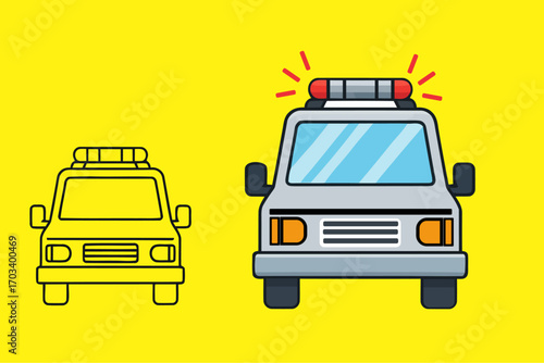 Ambulance flat icon, medicine and healthcare, transport sign vector graphics, a colorful solid pattern on a yellow background