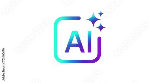 Generative Ai logo button animation. Artificial intelligence motion. Machine learning generation process. Click to generate text and image prompt