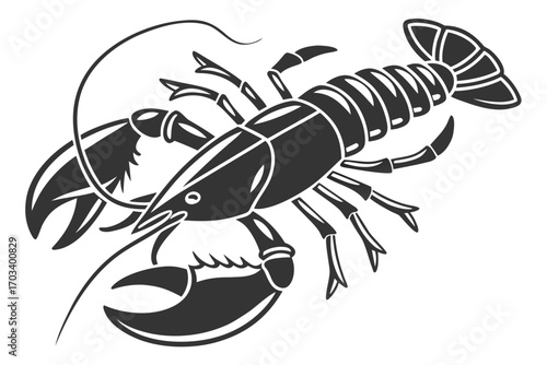 Stylized Black Lobster Silhouette Illustration 1.
