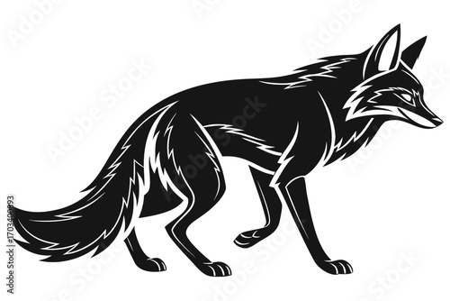 Stylized Black Wolf Silhouette Illustration.