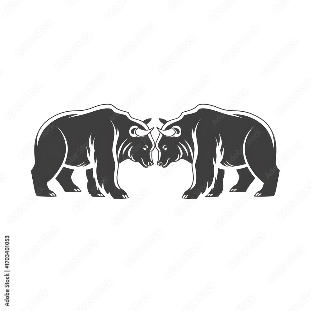Fototapeta premium Professional finance logo with bull and bear high resolution picture