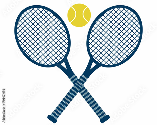 Two crossed tennis rackets and ball icon