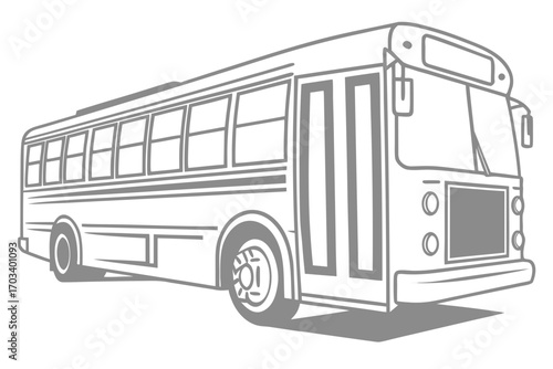 Stylized Line Art of a Classic Bus.