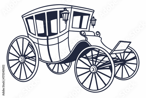 Vintage Horse Drawn Carriage Illustration.