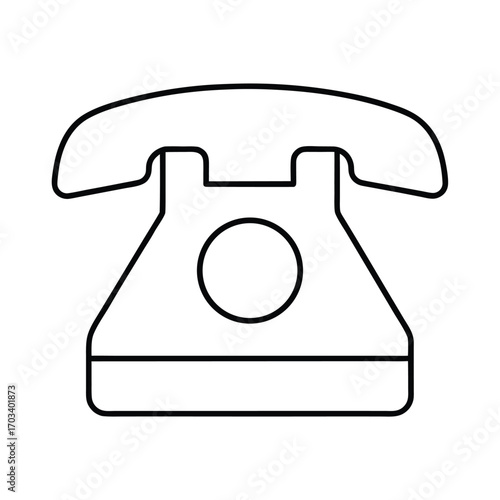 Minimal Line Art Old Fashioned Phone Icon